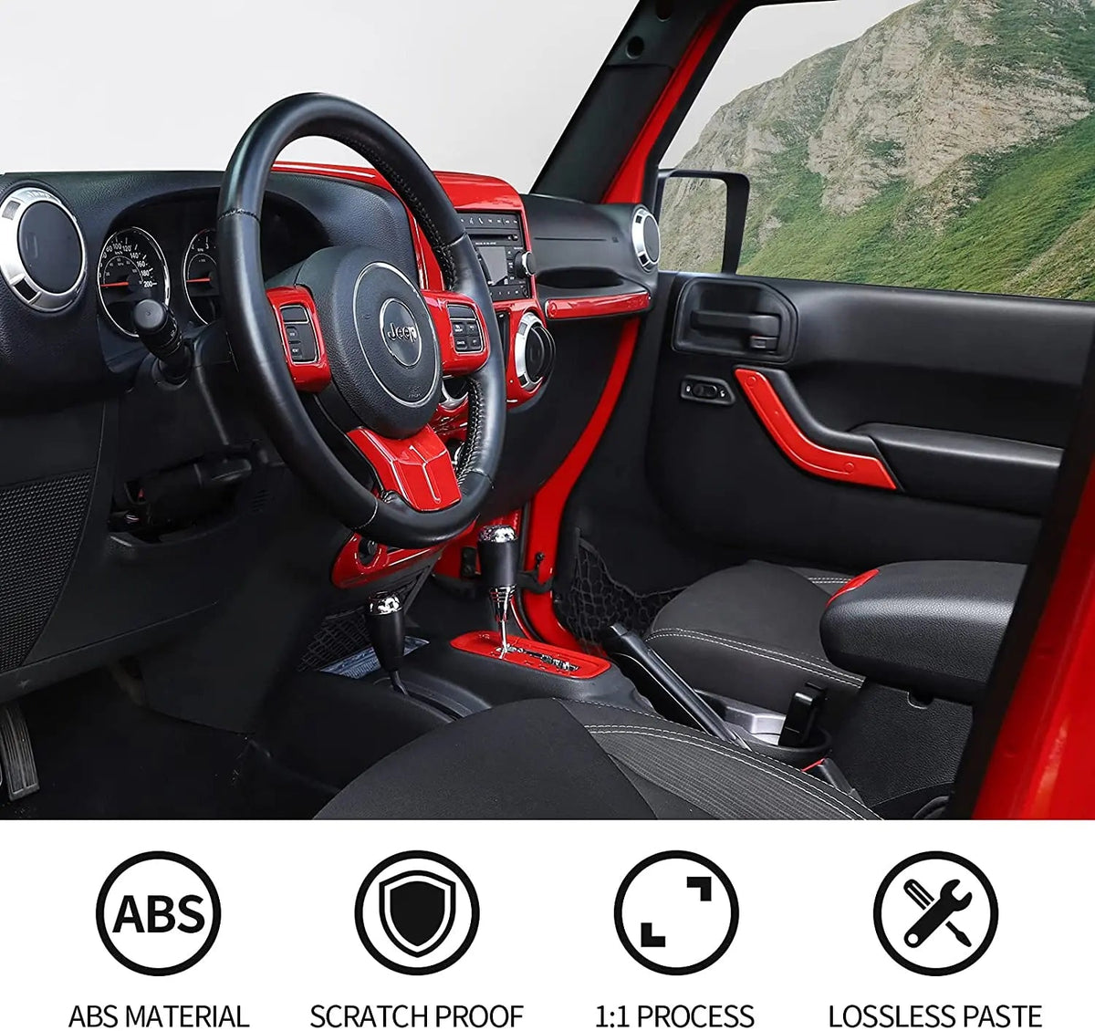 For 2011-2018 Jeep Wrangler JKU 4Doors 12pcs Interior Full Set Trim Cover Kit