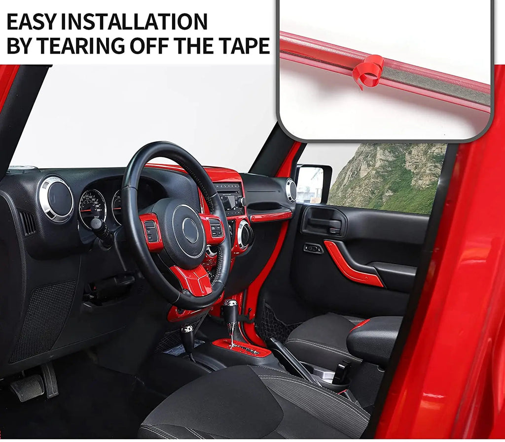 For 2011-2018 Jeep Wrangler JKU 4Doors 12pcs Interior Full Set Trim Cover Kit
