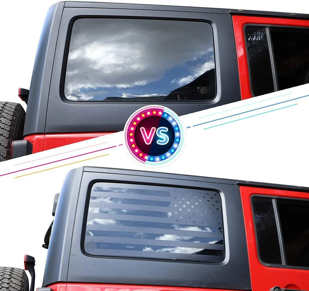 For 2011-2018 Jeep Wrangler JKU Rear Window Sticker Decal , American Flag
