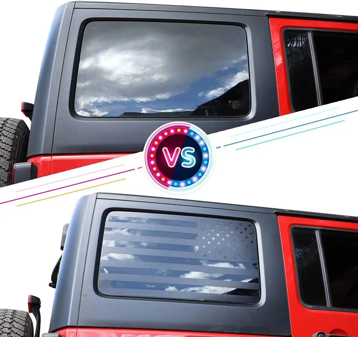 For 2011-2018 Jeep Wrangler JKU Rear Window Sticker Decal , American Flag