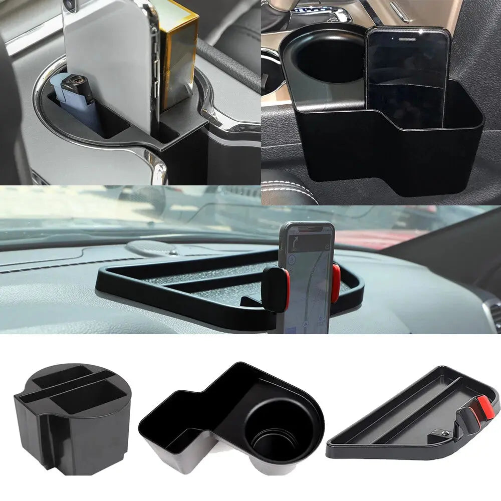 For 2011-2020 Jeep Grand Cherokee WK2 Central Phone Bracket Gear Cup Holder Storage Box (3 pcs)
