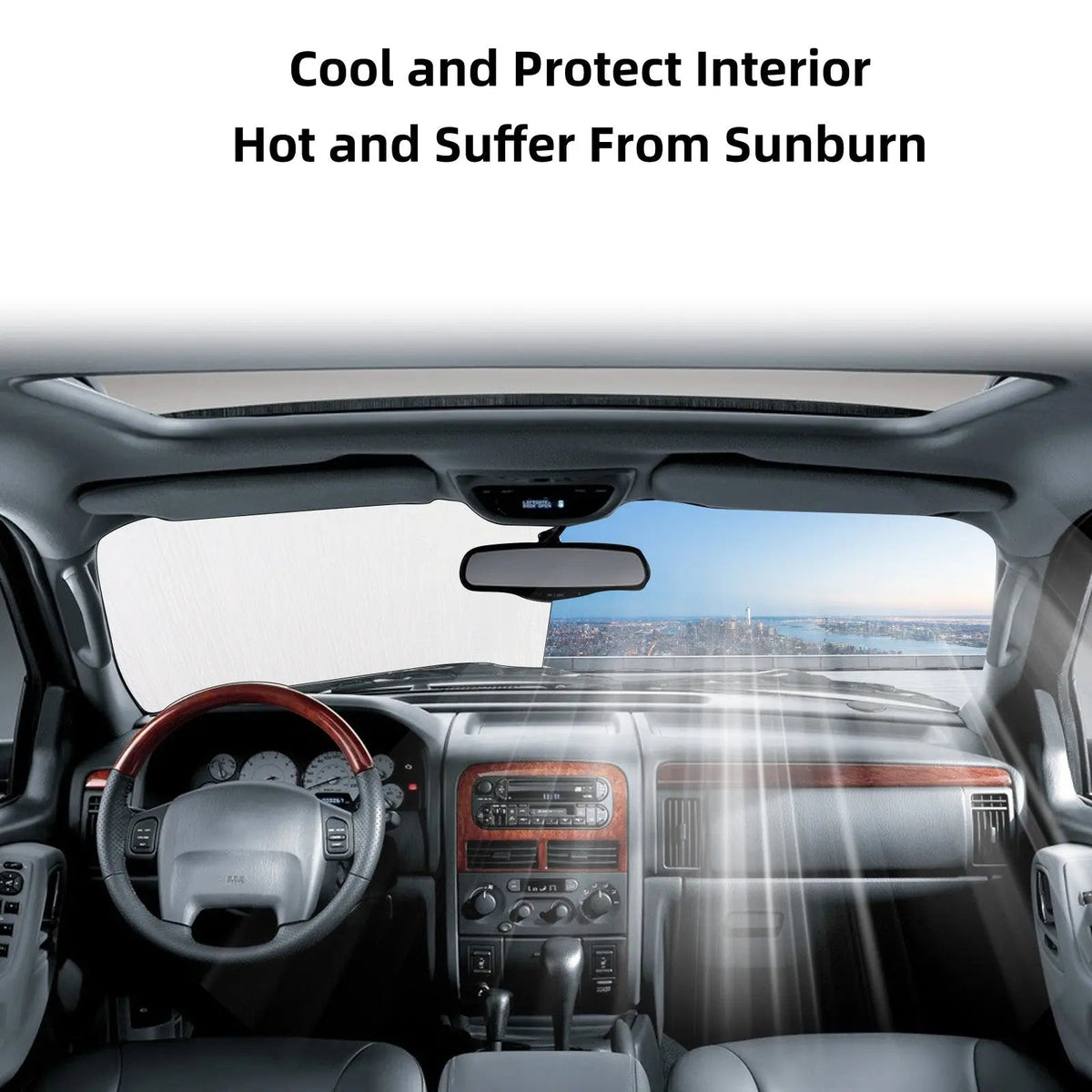For 2011-2021 Jeep Grand Cherokee WK2 Windshield Sun Shade Foldable Sun Visor Aluminum Foil Sunshade