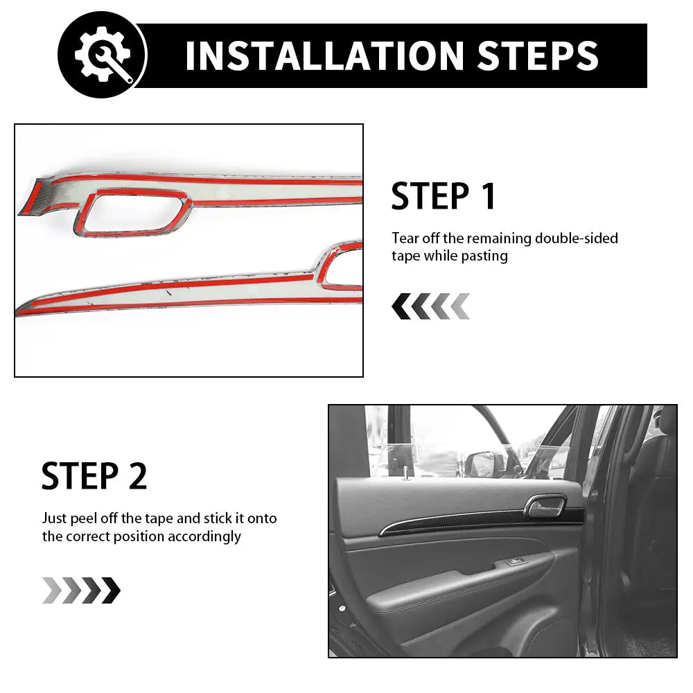 For 2011-2021 Jeep Grand Cherokee WK2 4X Inner Door Handle Trim Decor Cover Kit