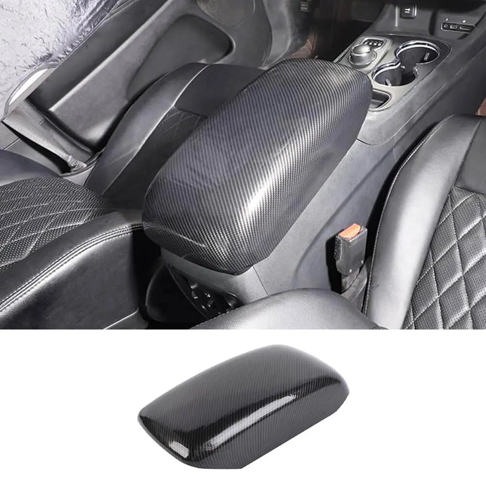 For 2011-2021 Jeep Grand Cherokee WK2 Black Carbon Fiber Central Armrest Box Panel Cover Trim