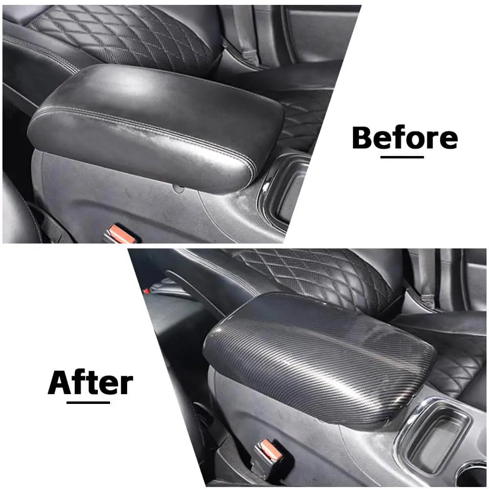 For 2011-2021 Jeep Grand Cherokee WK2 Black Carbon Fiber Central Armrest Box Panel Cover Trim