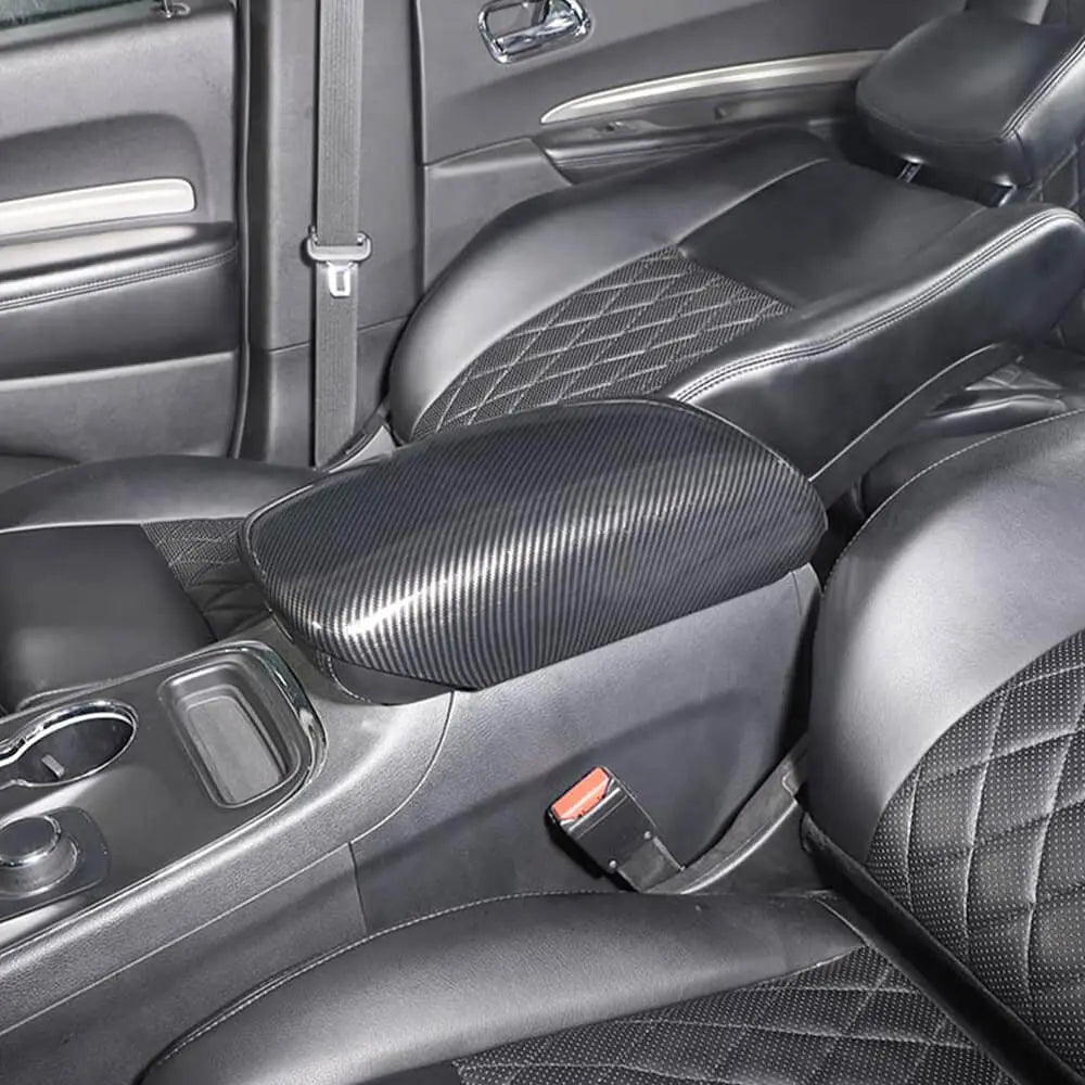 For 2011-2021 Jeep Grand Cherokee WK2 Black Carbon Fiber Central Armrest Box Panel Cover Trim