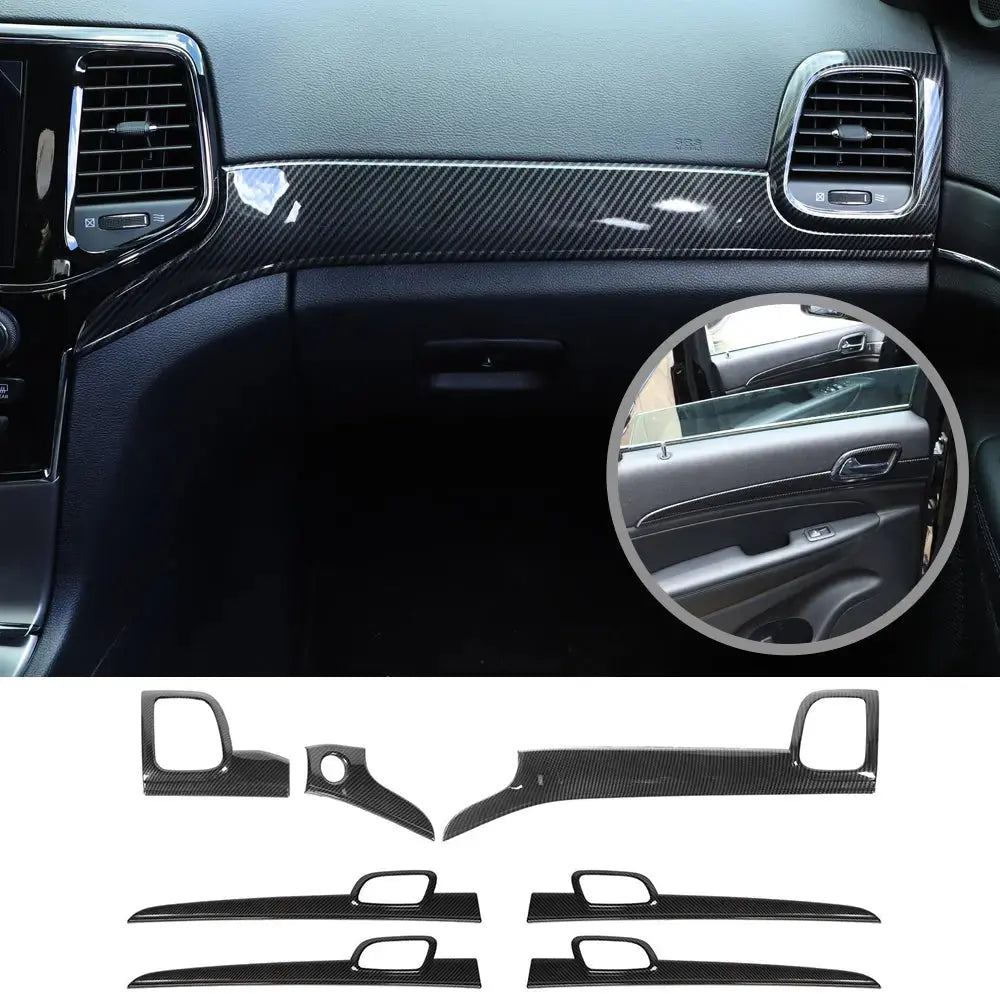 For 2014-2021 Jeep Grand Cherokee WK2 Dashboard Panel Trim & Door Handle Cover Kit(The Color Is Different From The Factory Wood Grain)
