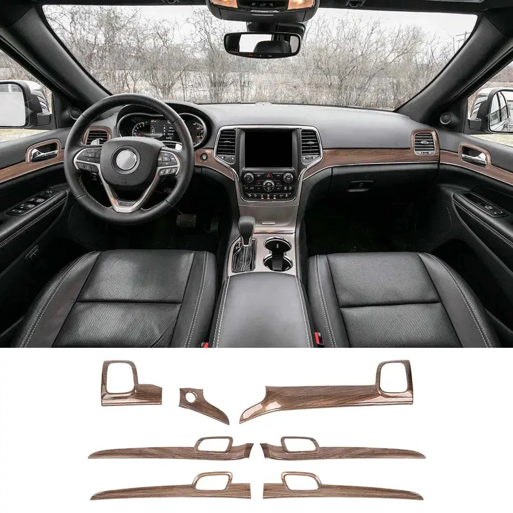 For 2014-2021 Jeep Grand Cherokee WK2 Dashboard Panel Trim & Door Handle Cover Kit(The Color Is Different From The Factory Wood Grain)