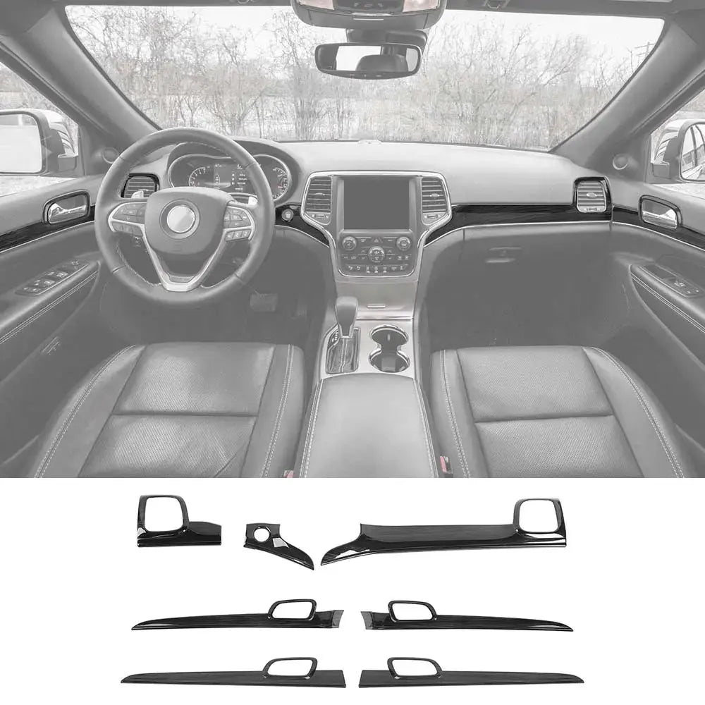 For 2014-2021 Jeep Grand Cherokee WK2 Dashboard Panel Trim & Door Handle Cover Kit(The Color Is Different From The Factory Wood Grain)