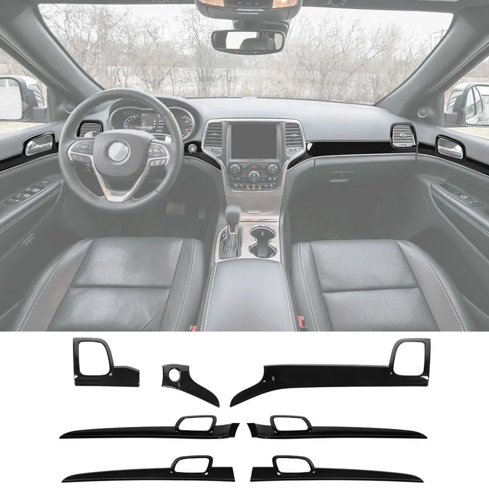For 2014-2021 Jeep Grand Cherokee WK2 Dashboard Panel Trim & Door Handle Cover Kit(The Color Is Different From The Factory Wood Grain)