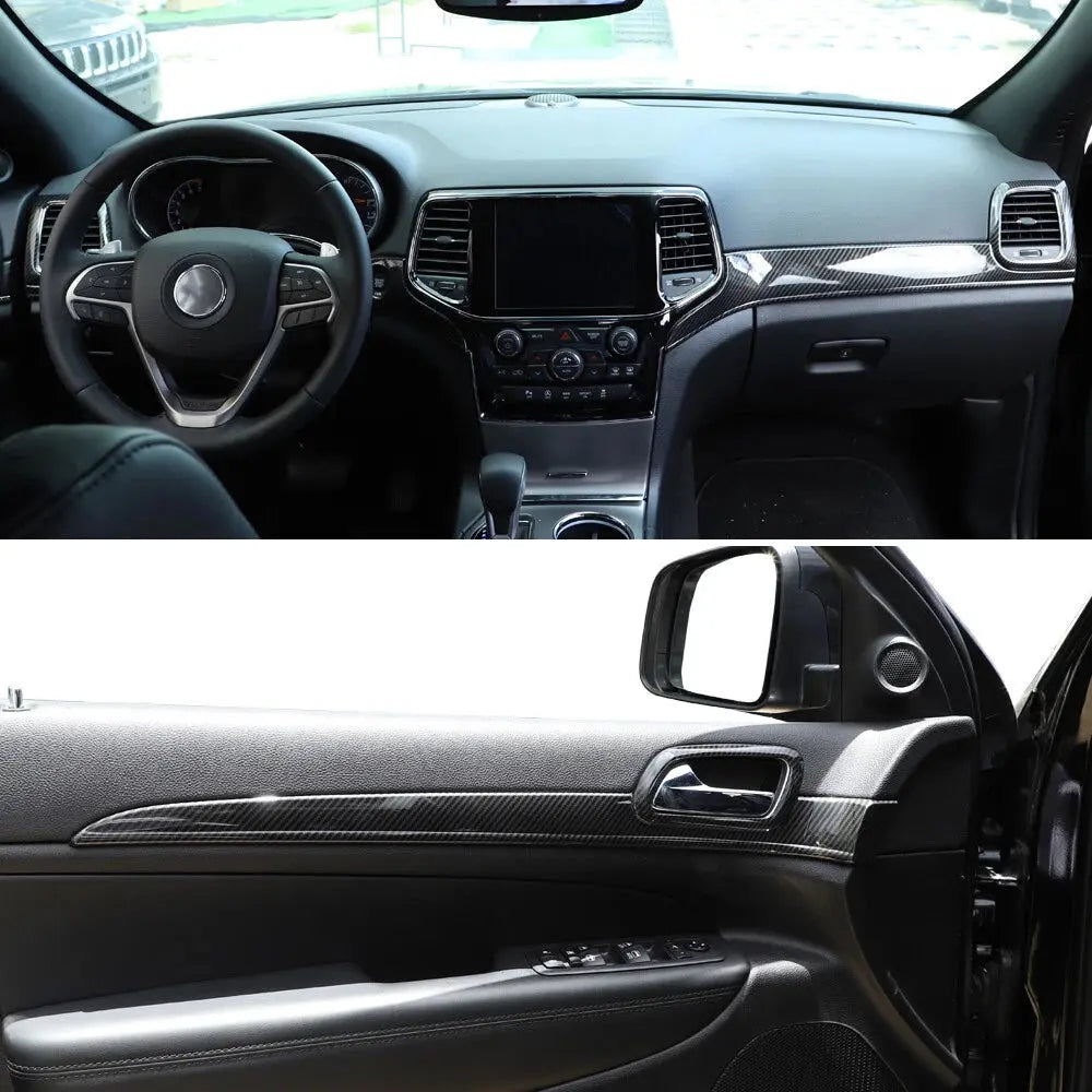 For 2014-2021 Jeep Grand Cherokee WK2 Dashboard Panel Trim & Door Handle Cover Kit(The Color Is Different From The Factory Wood Grain)