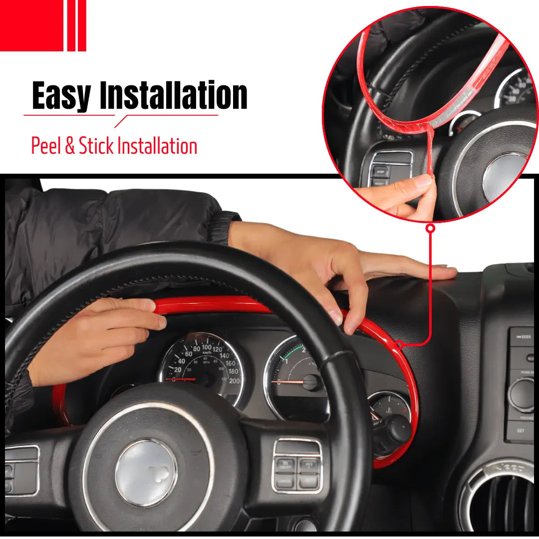 For 2011–2018 Jeep Wrangler JK JKU Dashboard Ring Trim Instrument Panel Accent Bezel