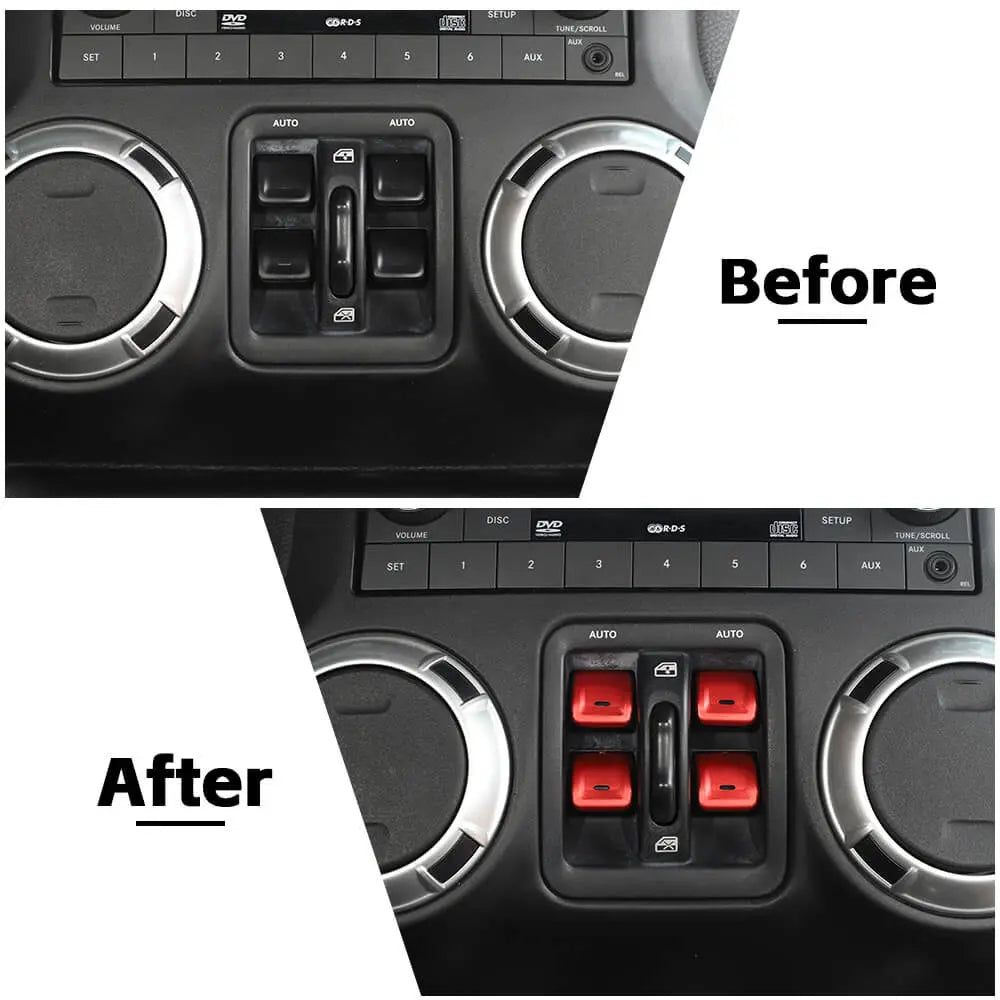 For 2011–2018 Jeep Wrangler JK Window Control Switch Trim – Aluminum Alloy Interior Button Cover