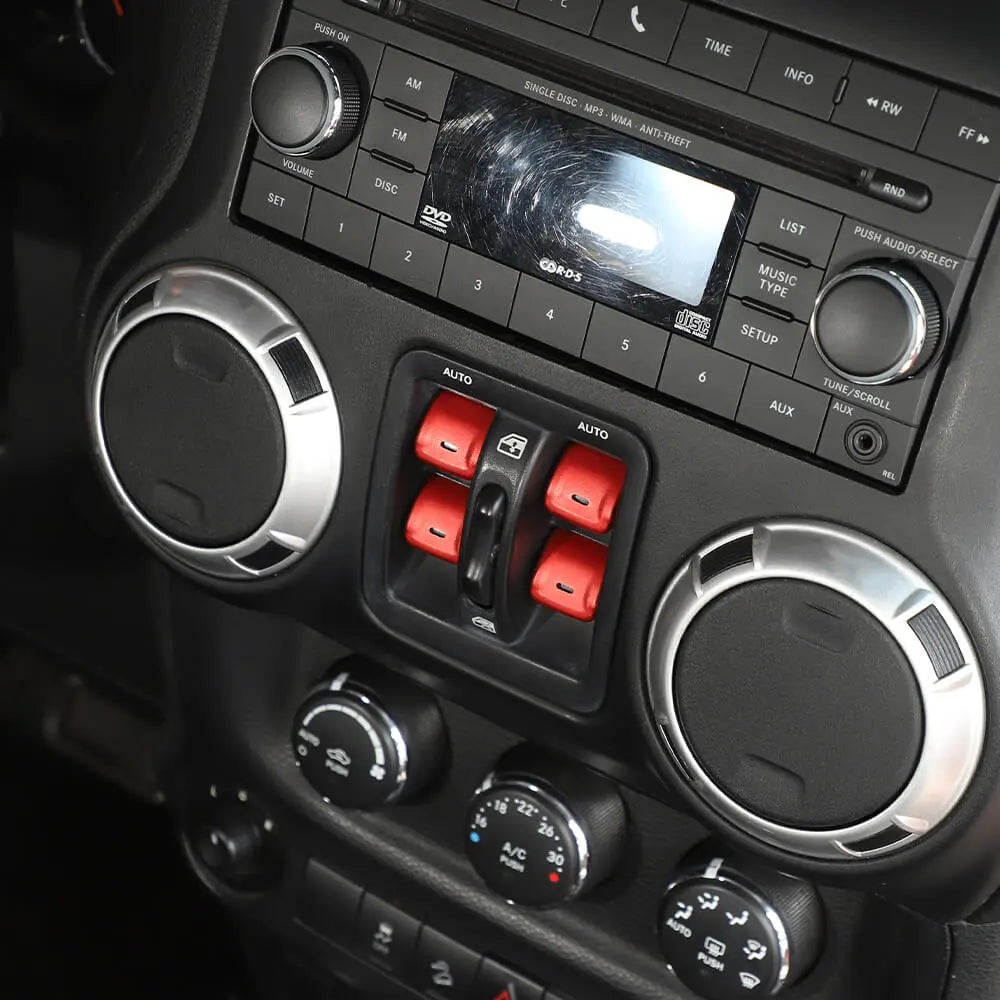 For 2011–2018 Jeep Wrangler JK Window Control Switch Trim – Aluminum Alloy Interior Button Cover