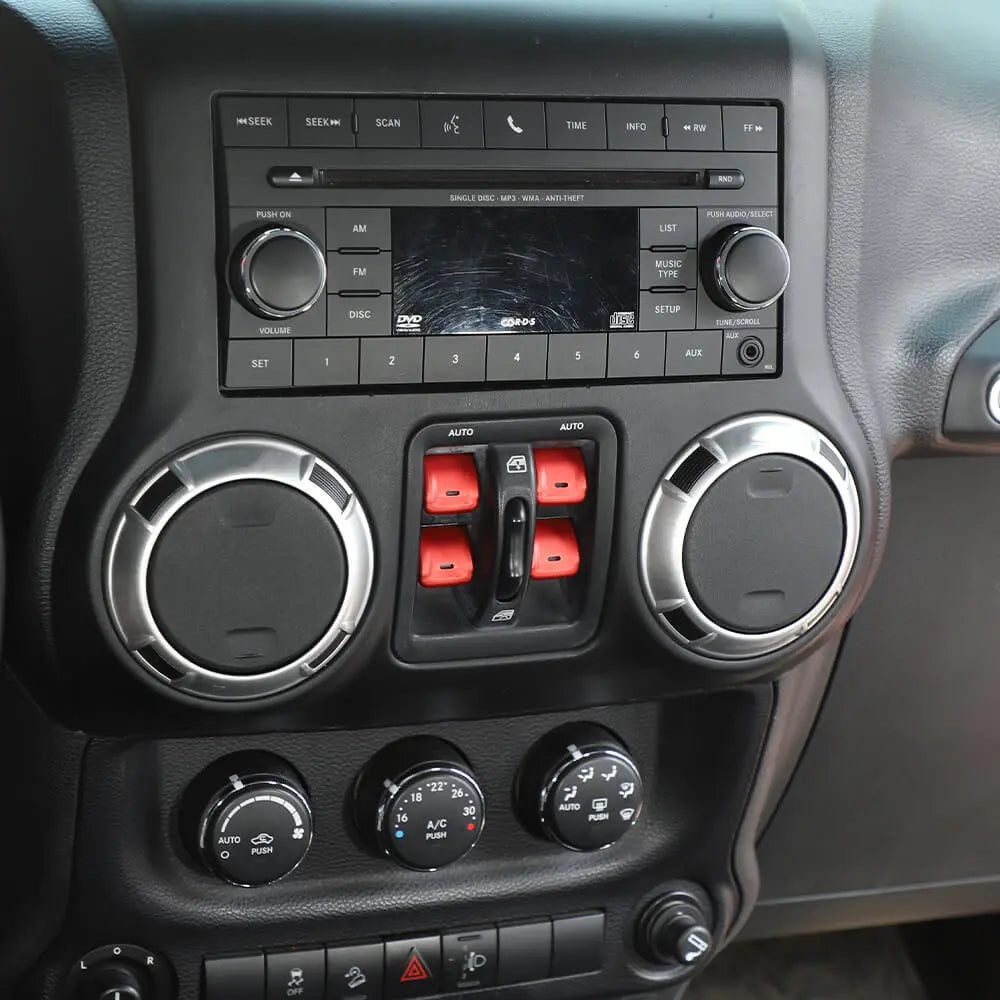 For 2011–2018 Jeep Wrangler JK Window Control Switch Trim – Aluminum Alloy Interior Button Cover