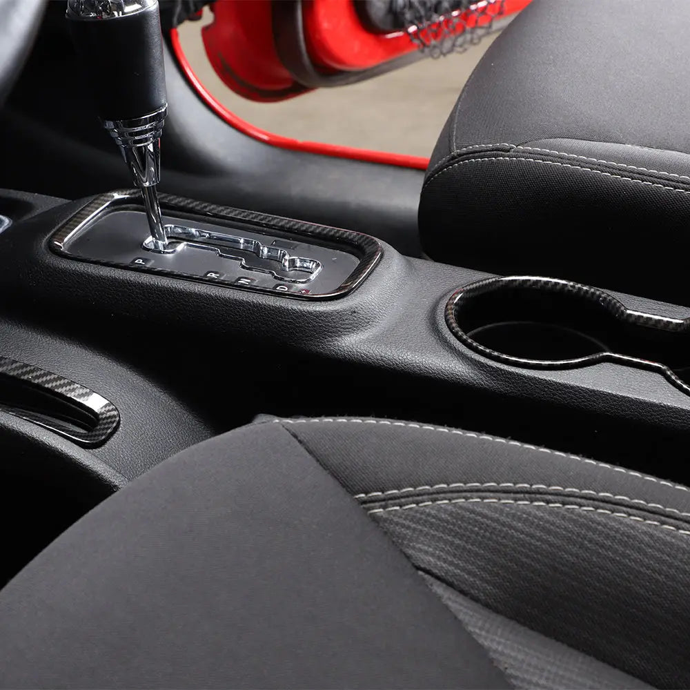 For 2011–2018 Jeep Wrangler JK & JKU – Front & Rear Water Cup Holder & Gear Shift Transfer Bezel Trim Kit