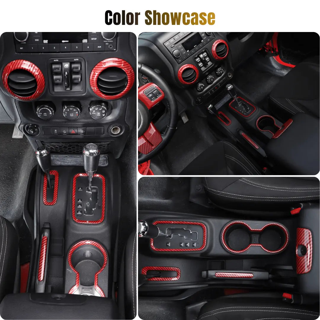 For 2011–2018 Jeep Wrangler JKU 4-Door 18PCS Interior Trim Kit – Dashboard & Center Console Decoration Cover