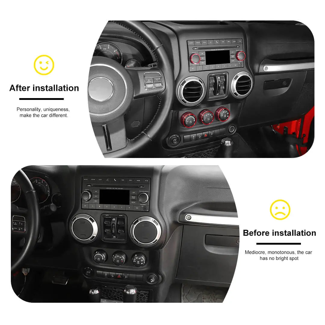 For 2012-2017 Jeep Wrangler JK Air Condition CD Switch Knob & Window Control Trim Cover (9 pcs)