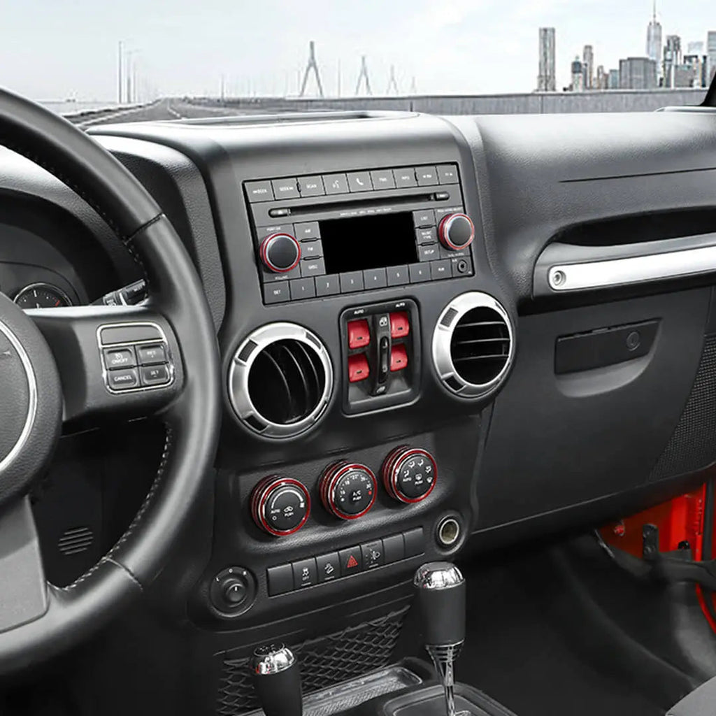 For 2012-2017 Jeep Wrangler JK Air Condition CD Switch Knob & Window Control Trim Cover (9 pcs)