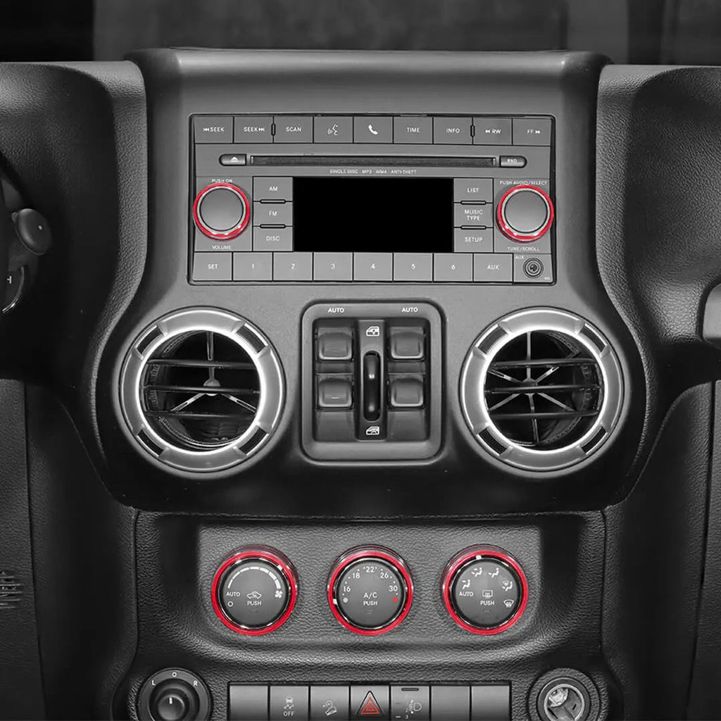 For 2012-2017 Jeep Wrangler JK Air Condition CD Switch Knob & Window Control Trim Cover (9 pcs)