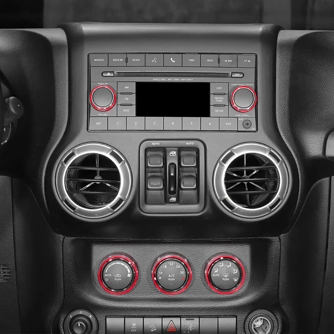 For 2012-2017 Jeep Wrangler JK Air Condition CD Switch Knob & Window Control Trim Cover (9 pcs)