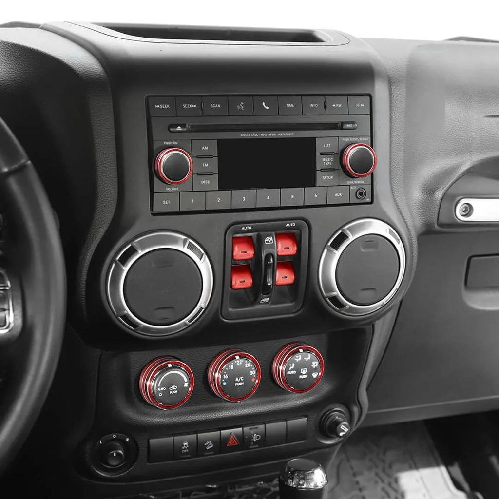 For 2012-2017 Jeep Wrangler JK Air Condition CD Switch Knob & Window Control Trim Cover (9 pcs)