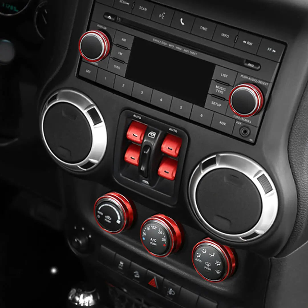 For 2012-2017 Jeep Wrangler JK Air Condition CD Switch Knob & Window Control Trim Cover (9 pcs)
