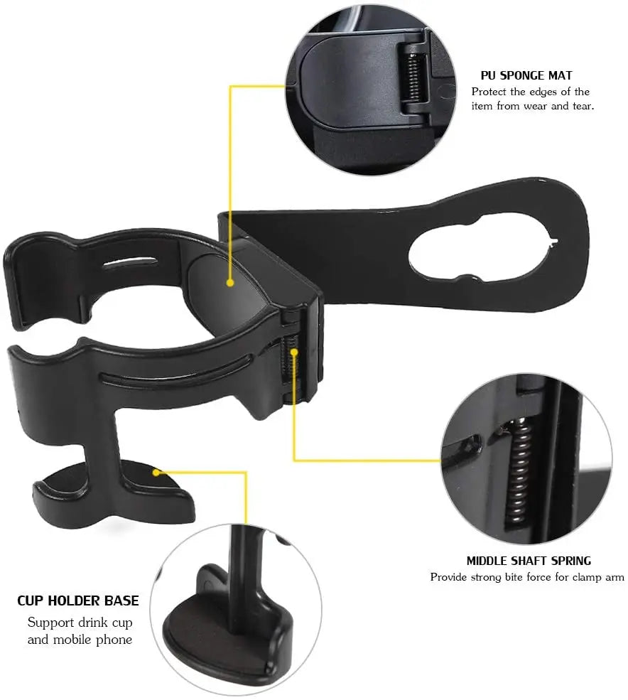 For 2012-2018 Jeep Wrangler JK JKU Multi-Function Drink Cup Phone Holder, 2 in 1 Bolt-on Stand Bracket Organizer