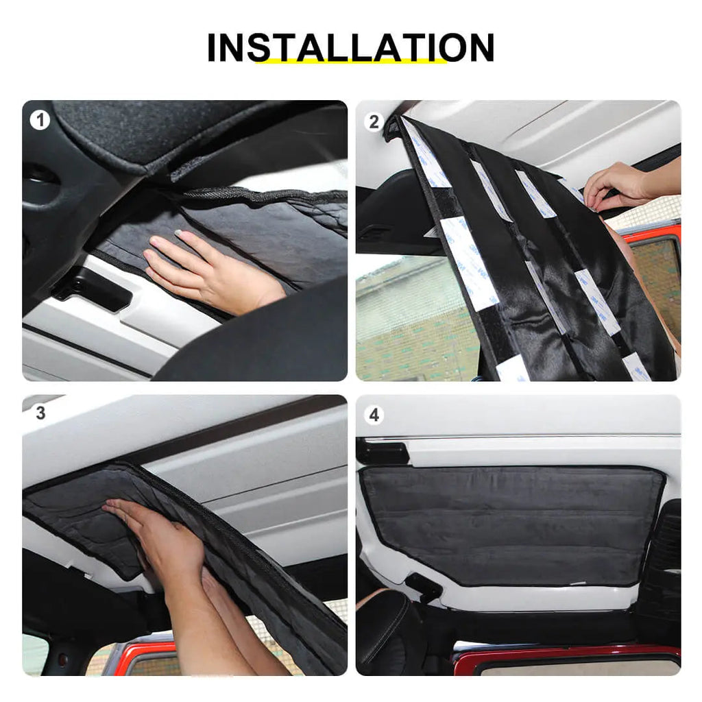 For 2012-2018 Jeep Wrangler JK Car Top Roof Insulation Cotton Sound Deadener (4 pcs)