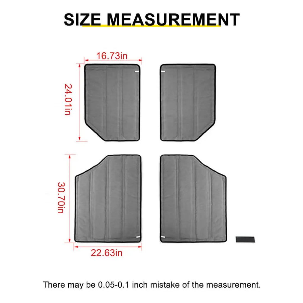 For 2012-2018 Jeep Wrangler JK Car Top Roof Insulation Cotton Sound Deadener (4 pcs)