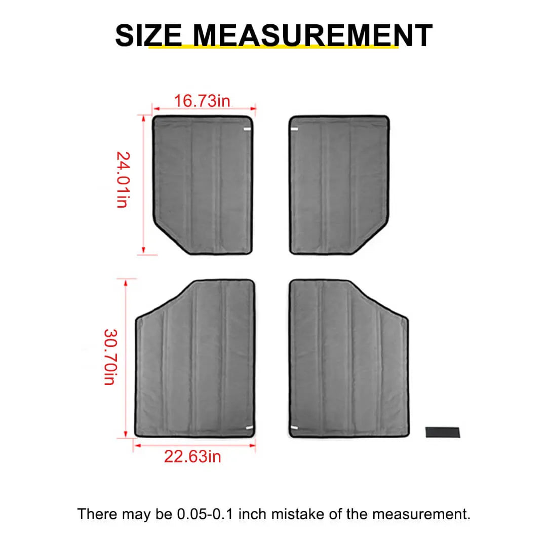 For 2012-2018 Jeep Wrangler JK Car Top Roof Insulation Cotton Sound Deadener (4 pcs)
