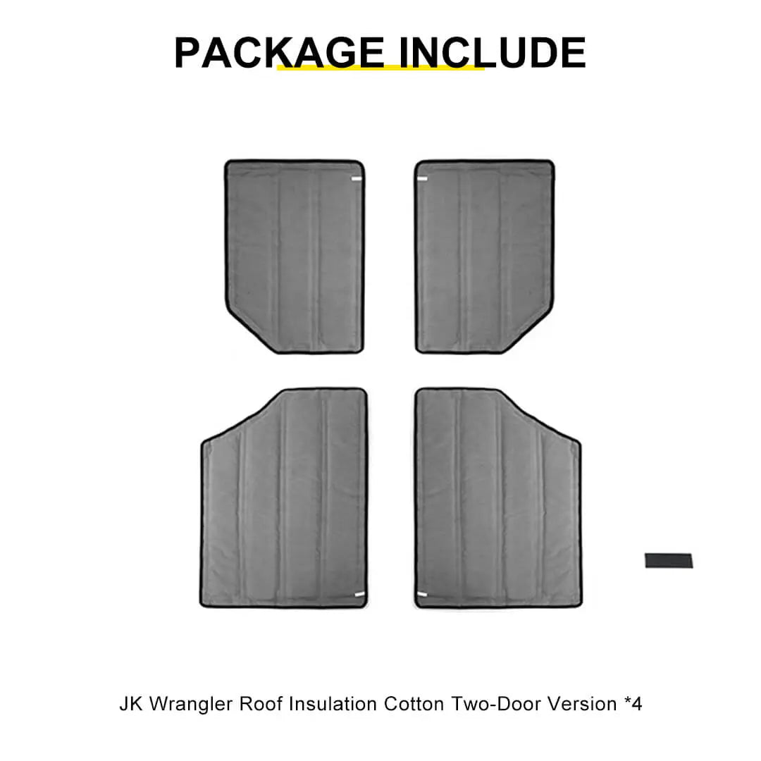 For 2012-2018 Jeep Wrangler JK Car Top Roof Insulation Cotton Sound Deadener (4 pcs)