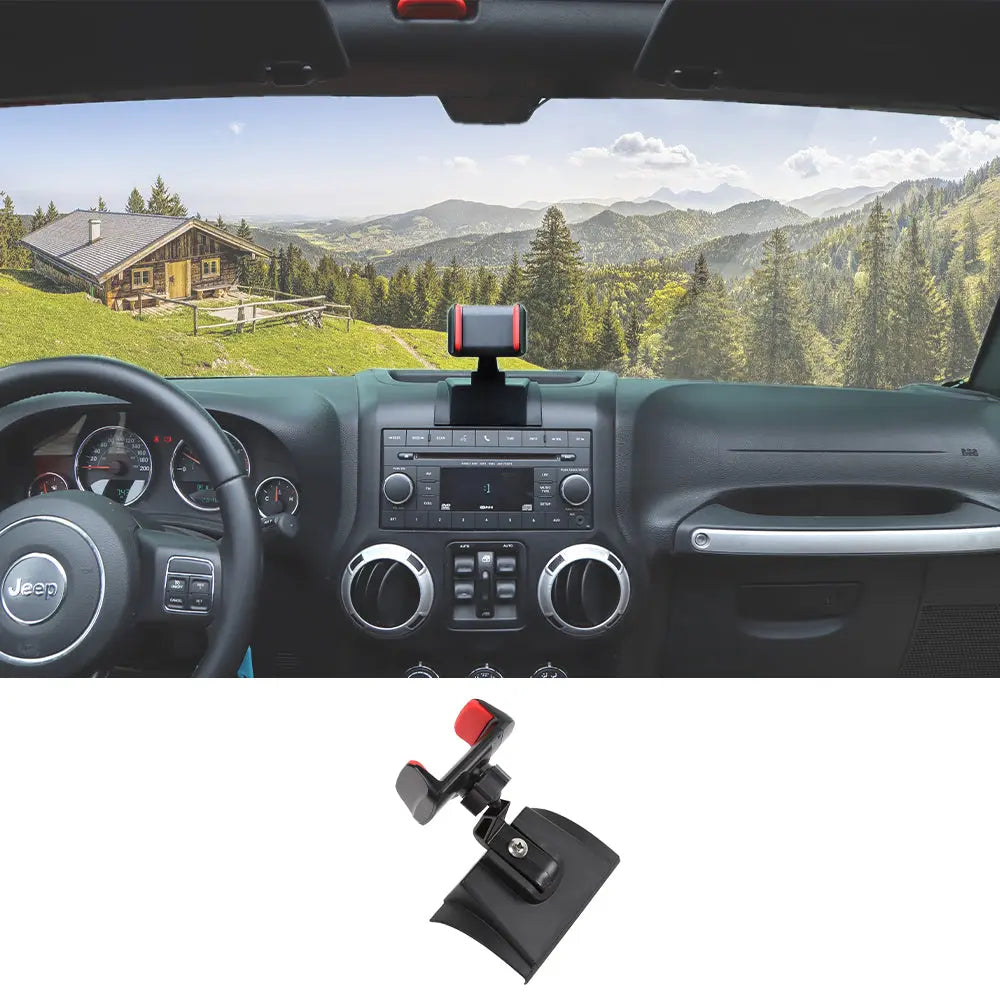 For 2012-2018 Jeep Wrangler JK Cell Phone Holder Mount Bracket Dashboard Windshield