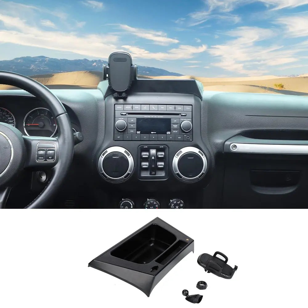 For 2012-2018 Jeep Wrangler JK Dash Tray with Phone Holder Storage Box