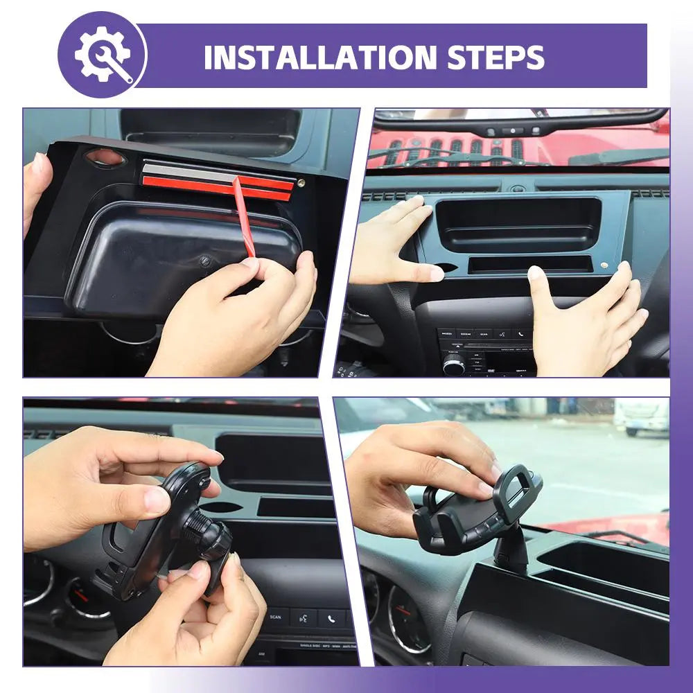 For 2012-2018 Jeep Wrangler JK Dash Tray with Phone Holder Storage Box