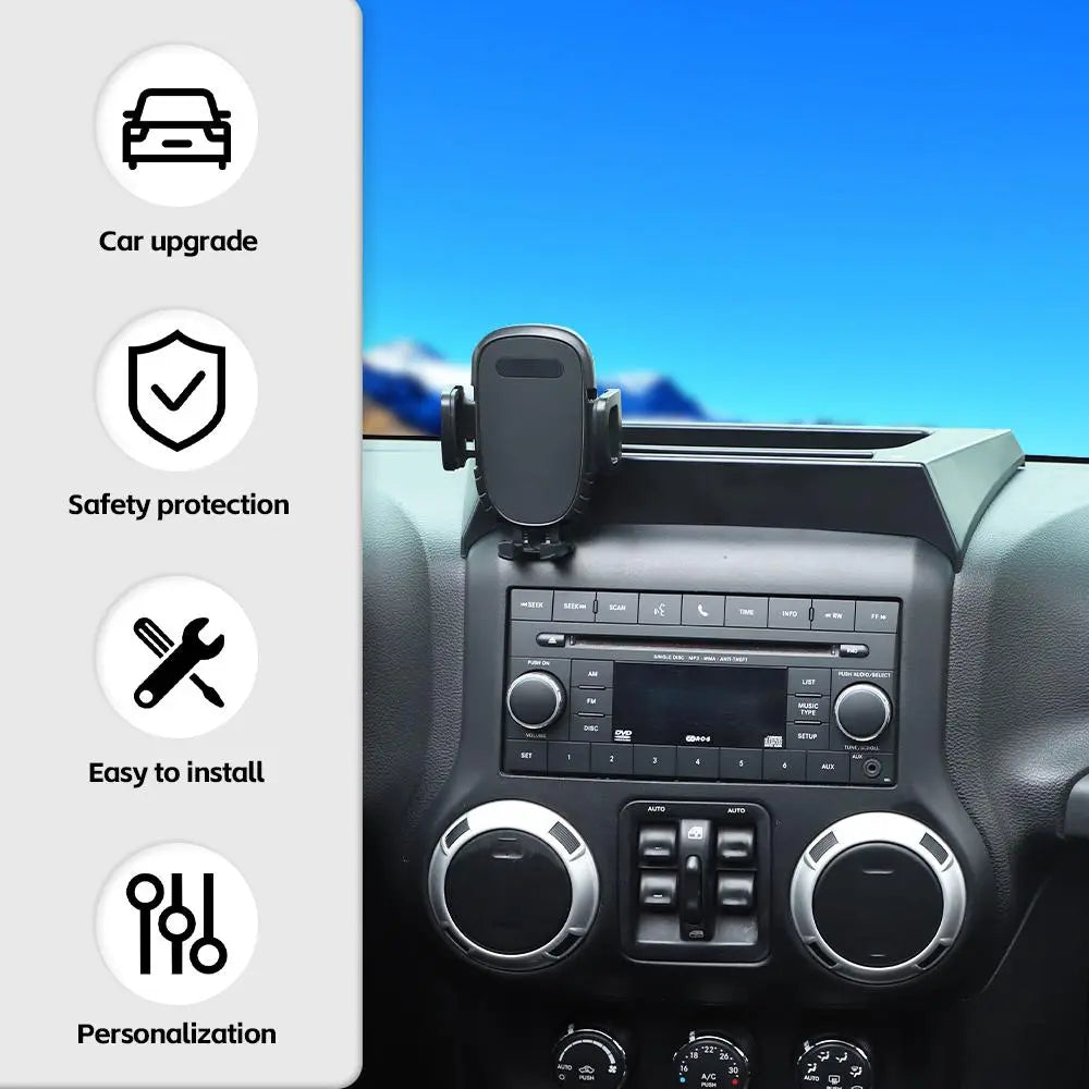 For 2012-2018 Jeep Wrangler JK Dash Tray with Phone Holder Storage Box