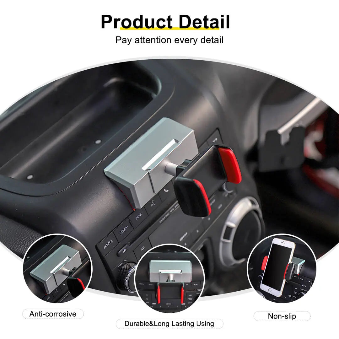 For 2012-2018 Jeep Wrangler JK Interior Center Console Dashboard Phone Holder Bracket Mount