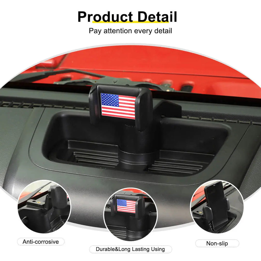 For 2012-2018 Jeep Wrangler JK Interior Center Console Phone Bracket Holder Storage Tray Dashboard