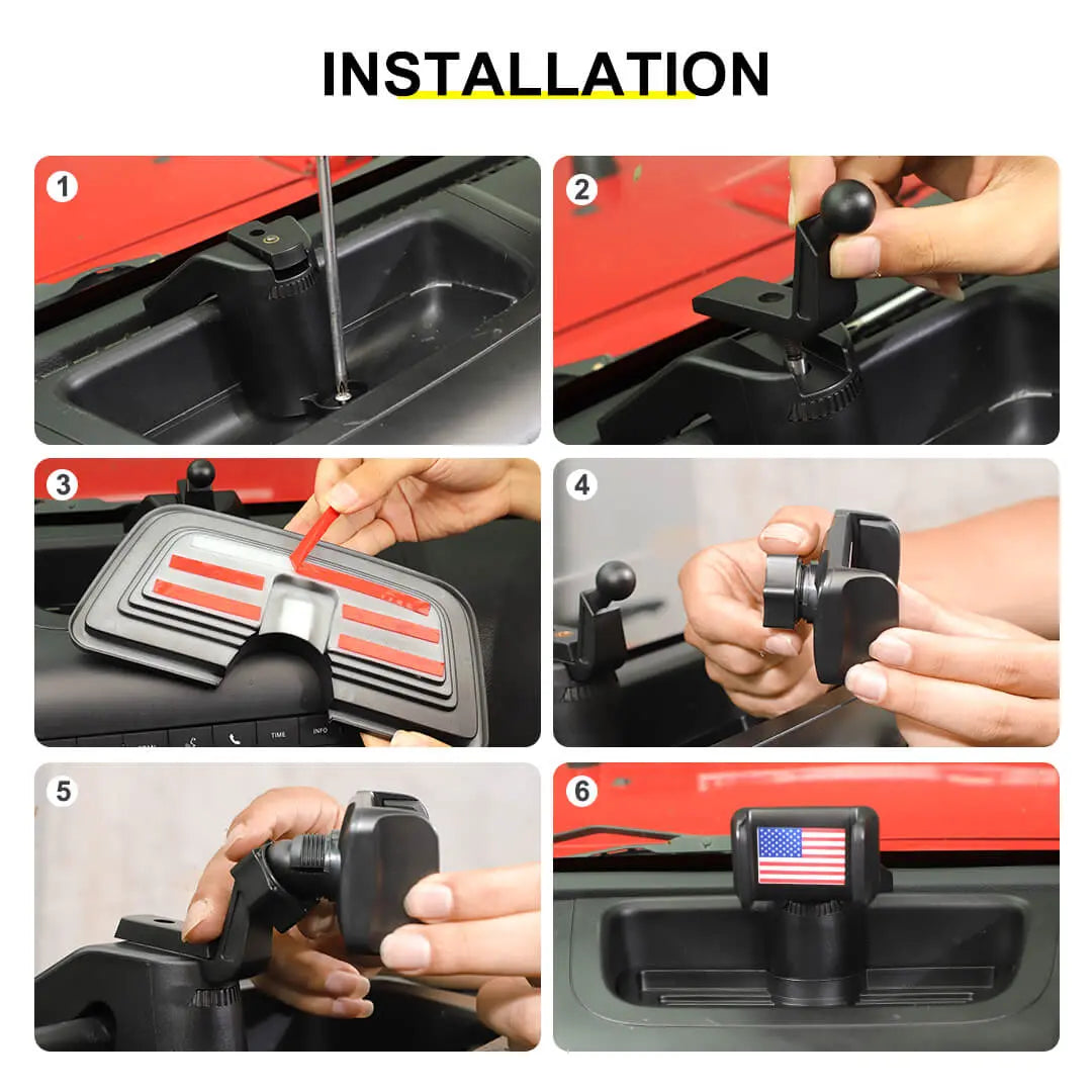 For 2012-2018 Jeep Wrangler JK Interior Center Console Phone Bracket Holder Storage Tray Dashboard