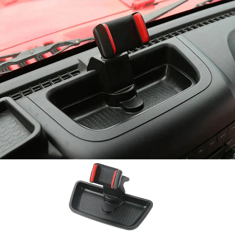 For 2012-2018 Jeep Wrangler JK JKU Dash Mount Phone Holder & Storage Tray Box