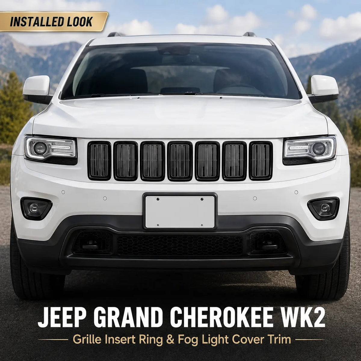 For 2014-2016 Jeep Grand Cherokee WK2 9 x Grille Insert Ring & Fog Light Cover Fog Lamp Trim Kit