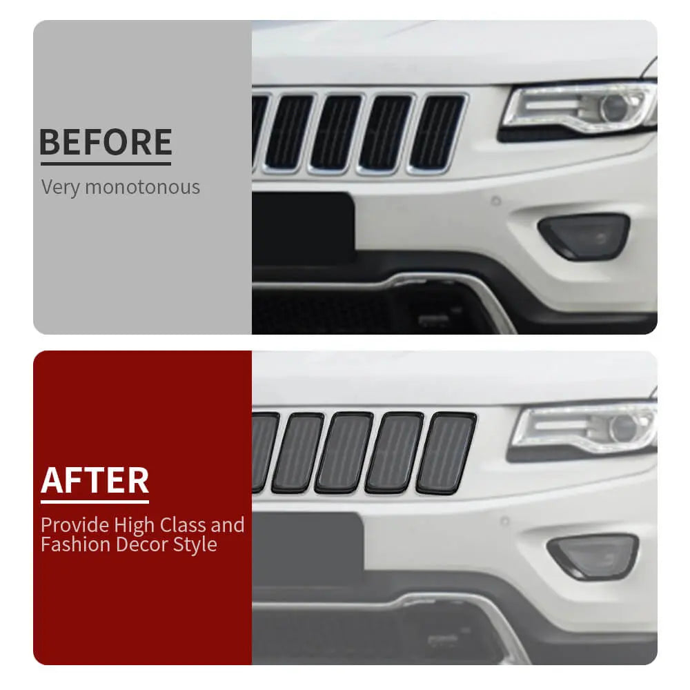 For 2014-2016 Jeep Grand Cherokee WK2 9 x Grille Insert Ring & Fog Light Cover Fog Lamp Trim Kit