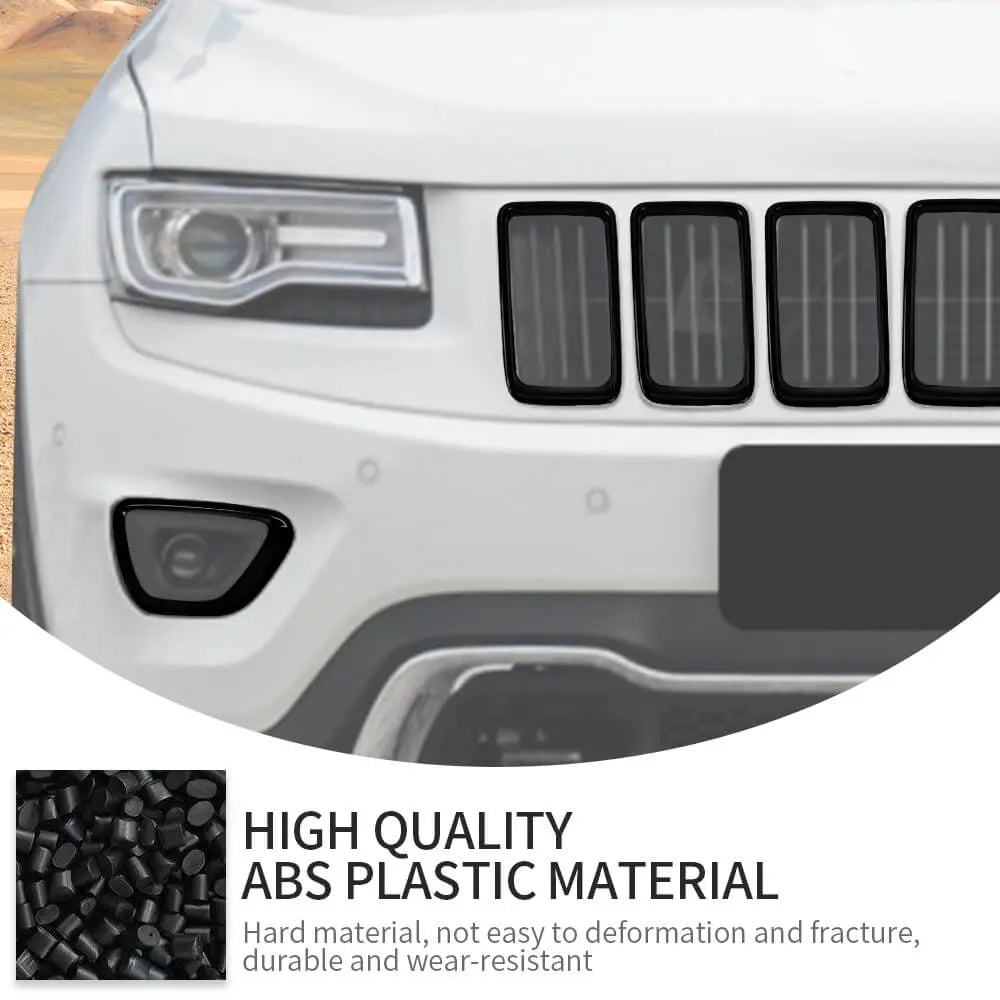 For 2014-2016 Jeep Grand Cherokee WK2 9 x Grille Insert Ring & Fog Light Cover Fog Lamp Trim Kit