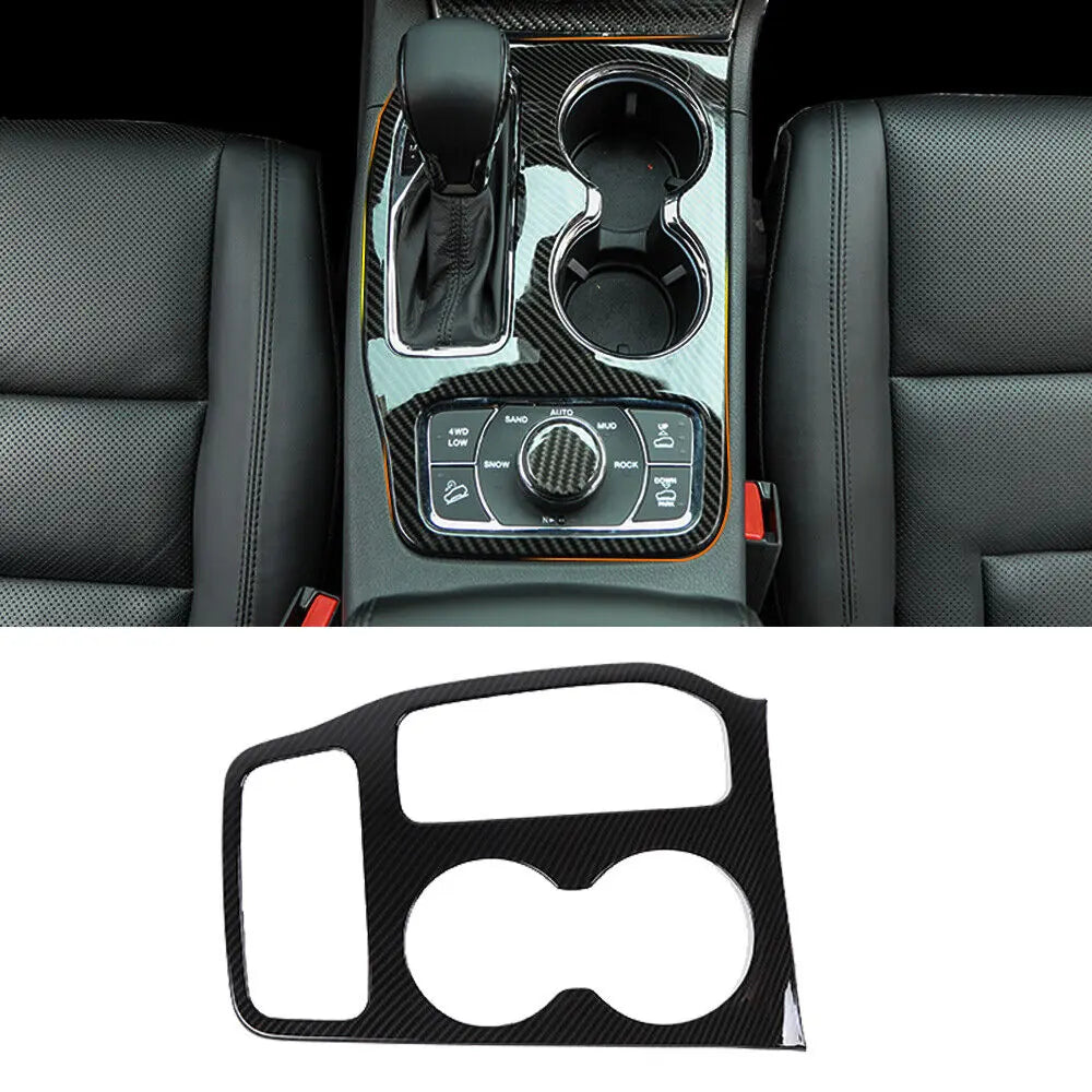 For 2014-2016 Jeep Grand Cherokee WK2 Center Gear Shift Panel Cover Trim Soft Carbon Fiber