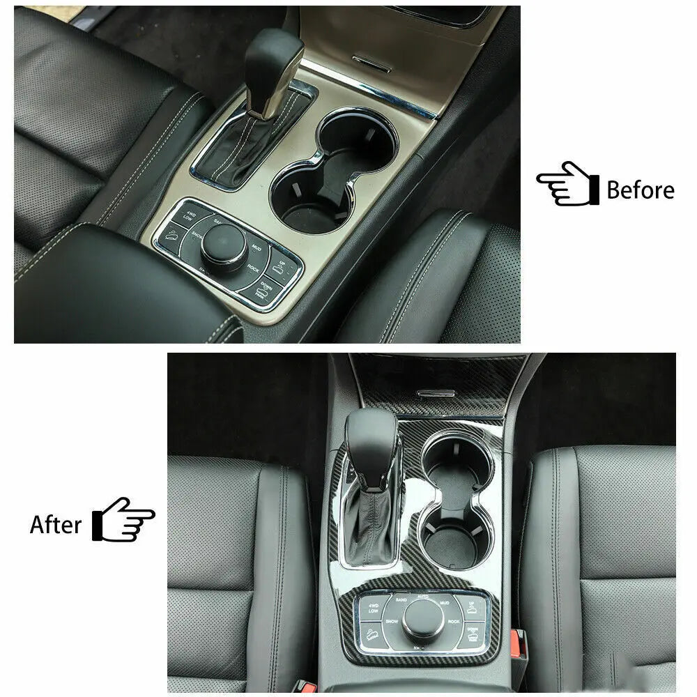 For 2014-2016 Jeep Grand Cherokee WK2 Center Gear Shift Panel Cover Trim Soft Carbon Fiber