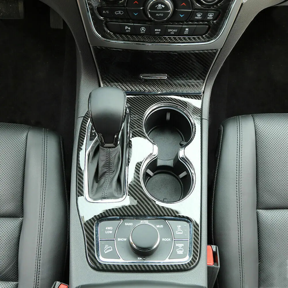 For 2014-2016 Jeep Grand Cherokee WK2 Center Gear Shift Panel Cover Trim Soft Carbon Fiber