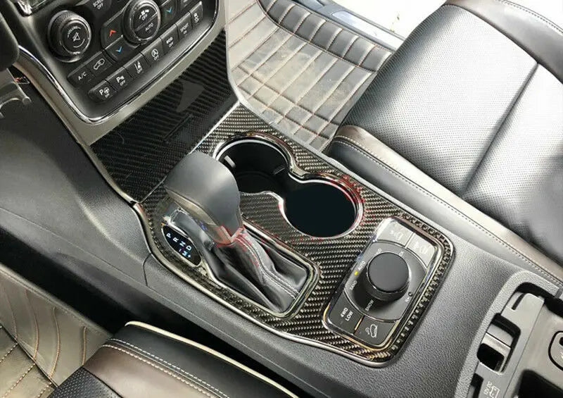 For 2014-2016 Jeep Grand Cherokee WK2 Center Gear Shift Panel Cover Trim Soft Carbon Fiber