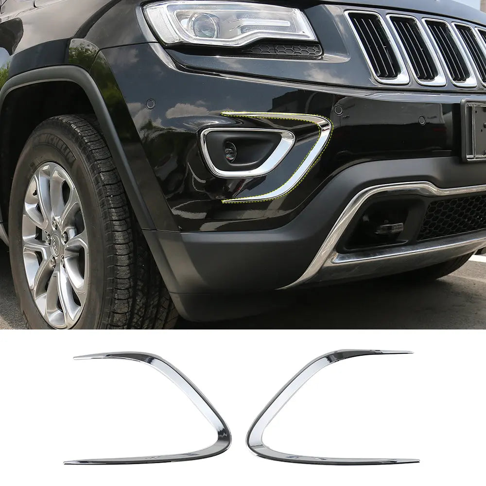 For 2014-2016 Jeep Grand Cherokee WK2 Exterior Front Fog Light Strip Bezels Trim
