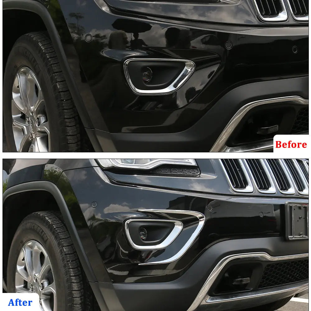 For 2014-2016 Jeep Grand Cherokee WK2 Exterior Front Fog Light Strip Bezels Trim