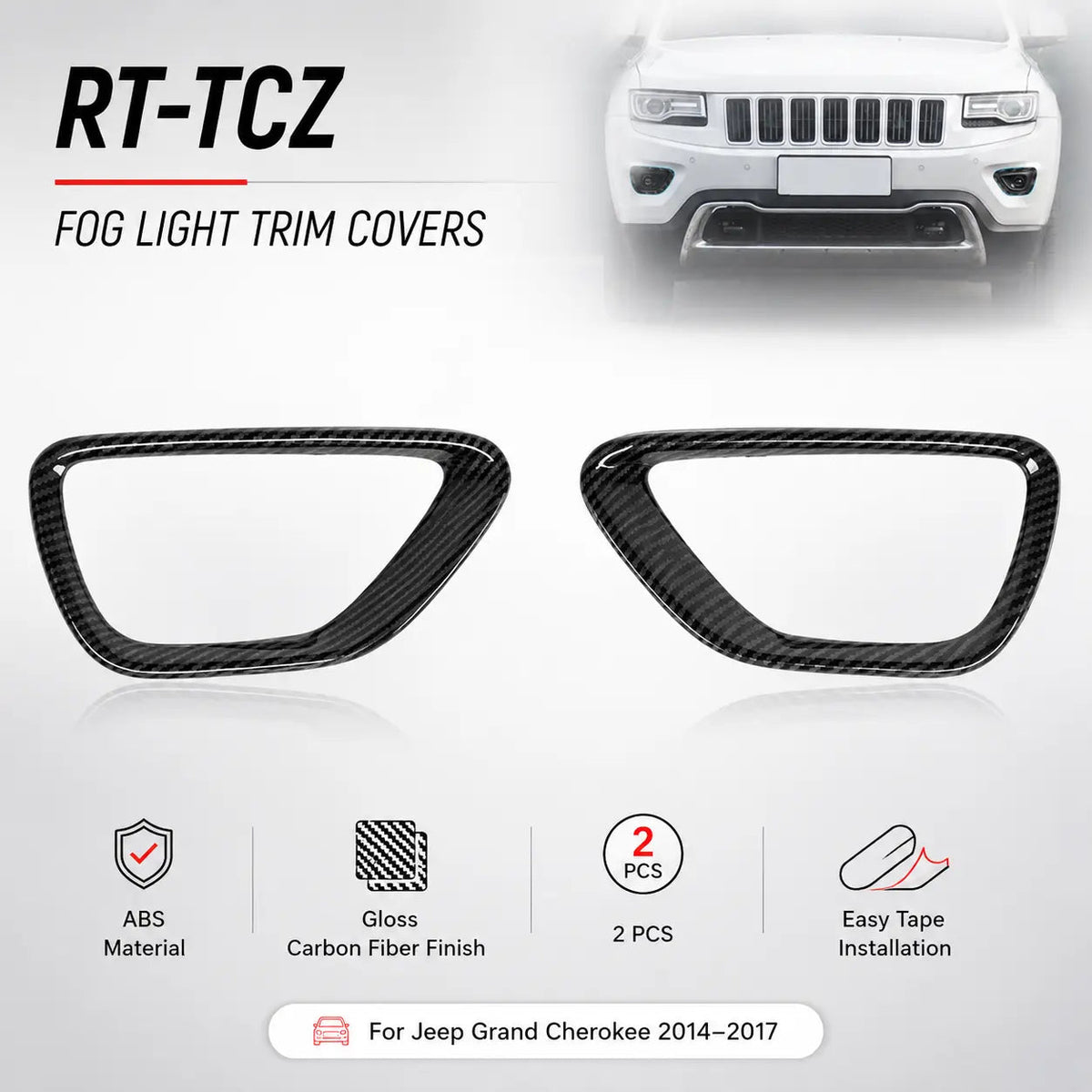 For 2014-2016 Jeep Grand Cherokee WK2 Front Fog Light Trim Lamp Bezel